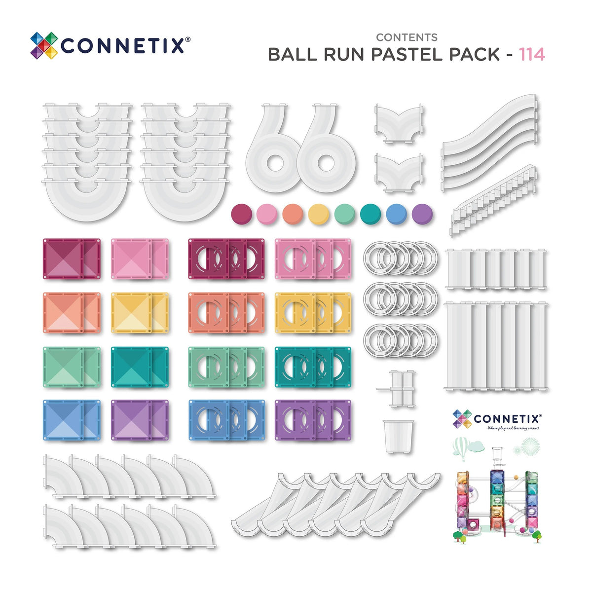 Connetix® Ball Run Pastel Pack 114 elementów