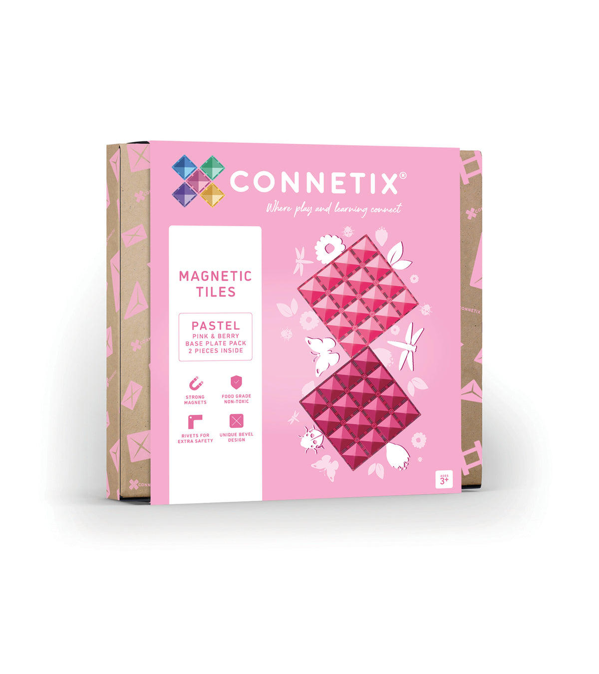 Connetix® klocki magnetyczne Pastel Pink & Berry Base Plate – 2 płyty bazowe