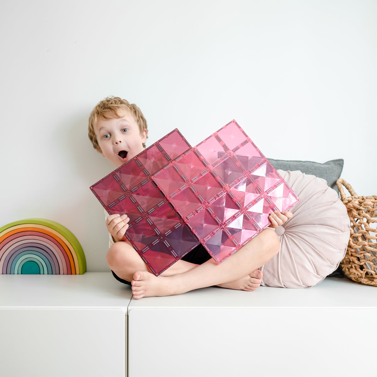 Connetix® klocki magnetyczne Pastel Pink & Berry Base Plate – 2 płyty bazowe – zdjęcie 5