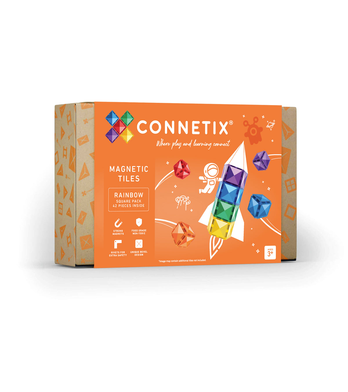 Connetix® klocki magnetyczne Rainbow Square Pack – 42 el.