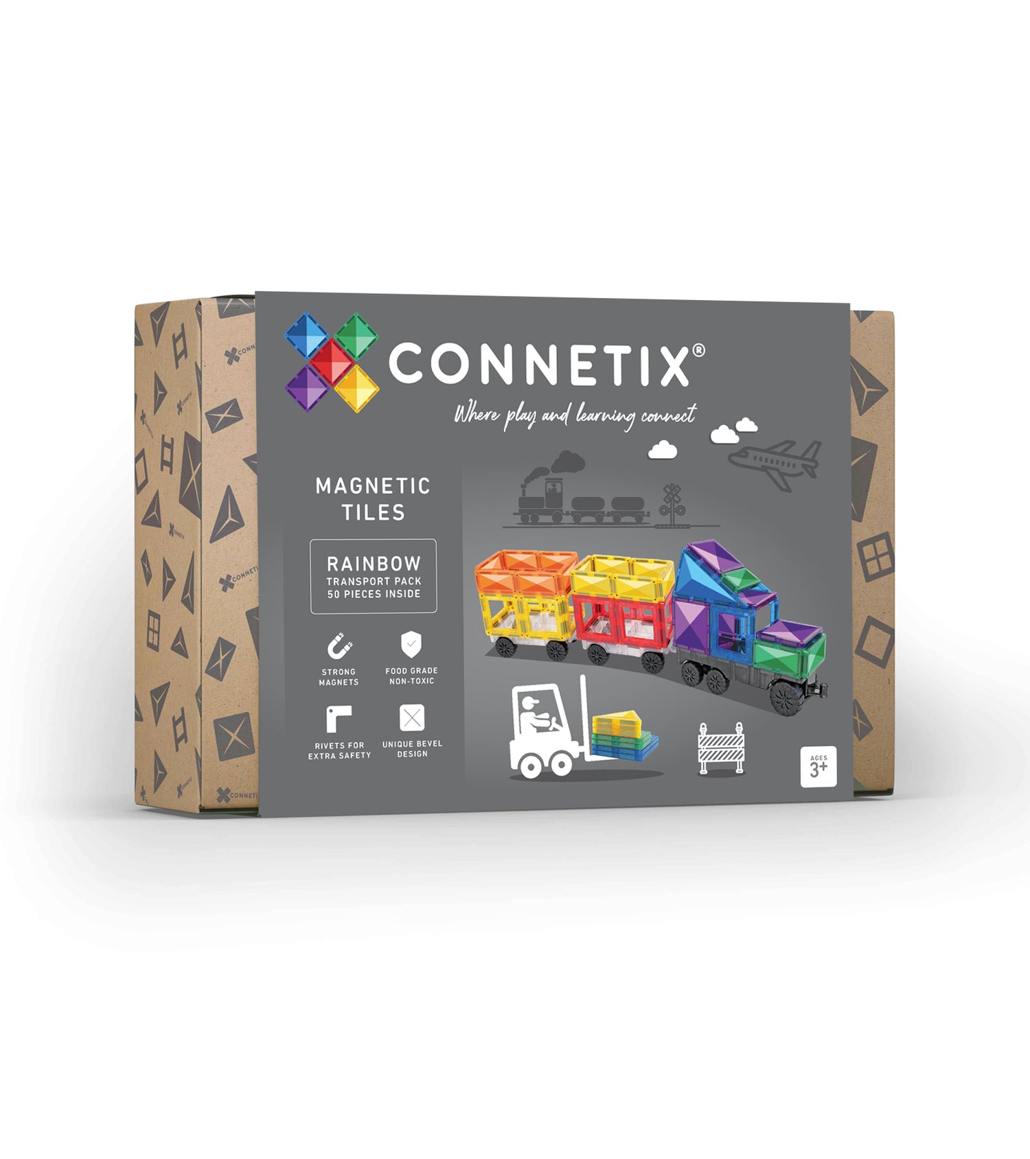 Connetix® klocki magnetyczne pojazdy Rainbow Transport Pack – 50 el.