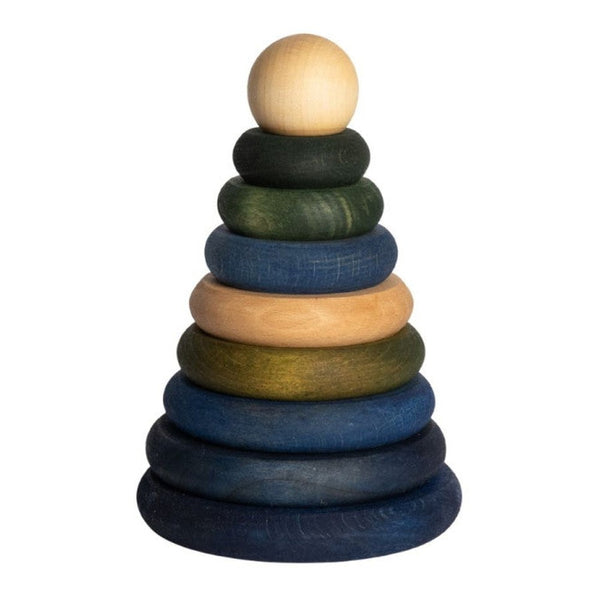 Drewniana piramida okrągła Wooden Story – barwa zimna
