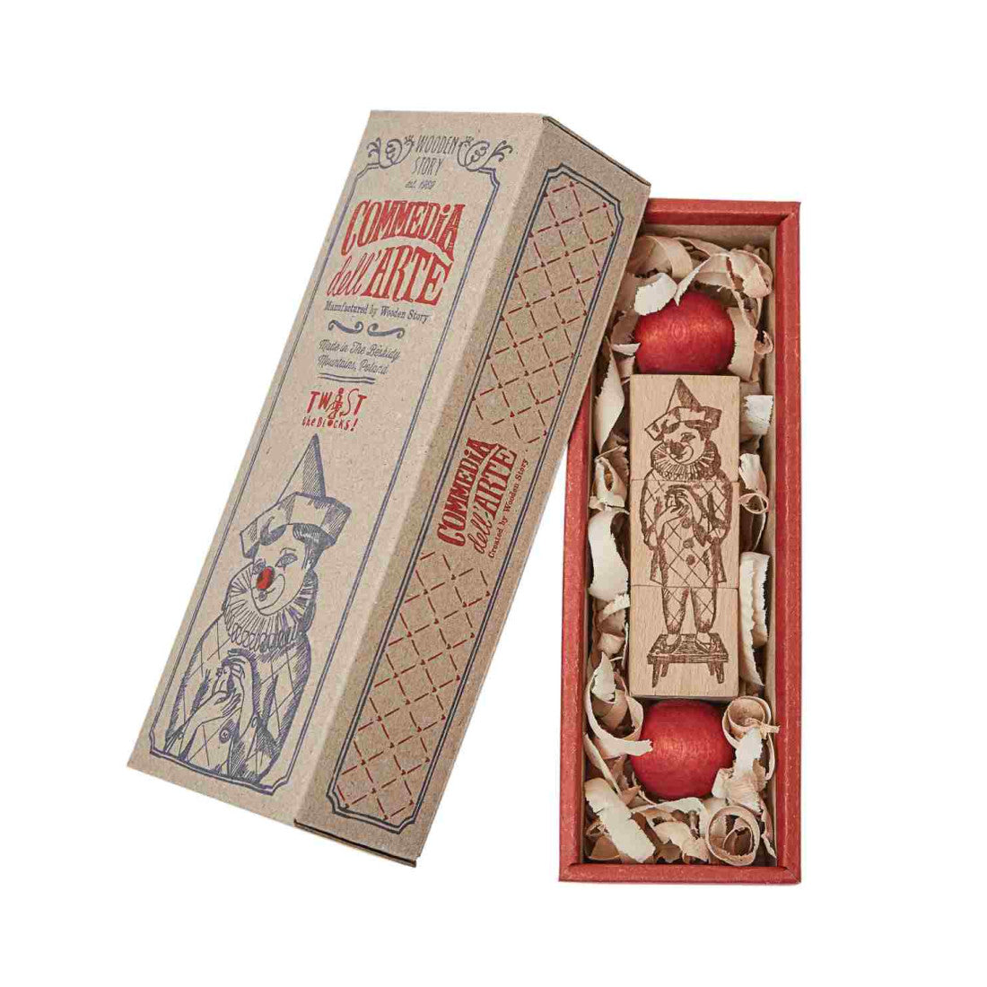 Drewniana układanka obracanka Commedia Dell'Arte Wooden Story – kolorowa – zdjęcie 8