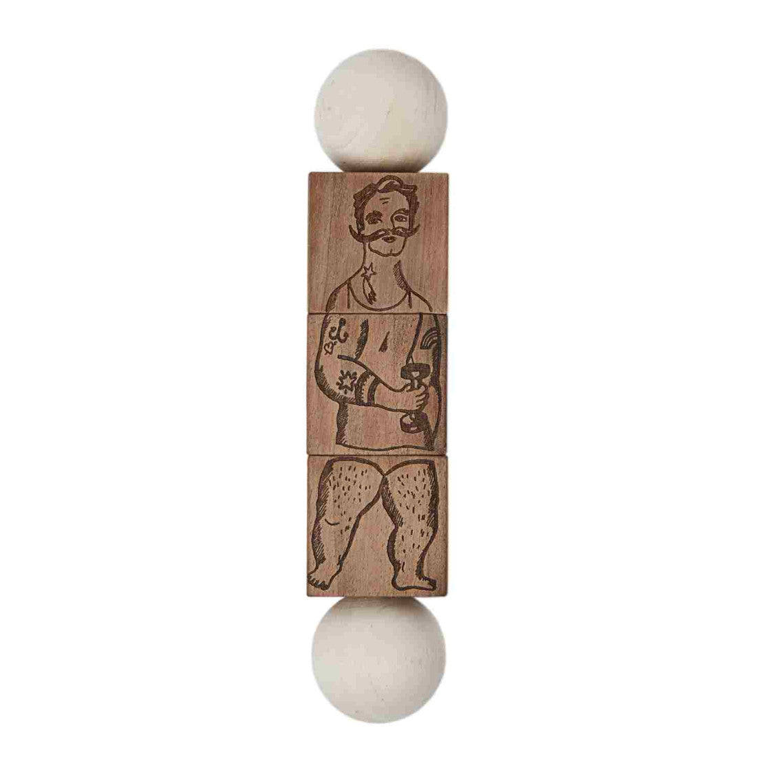 Drewniana układanka obracanka Commedia Dell'Arte Wooden Story – naturalna