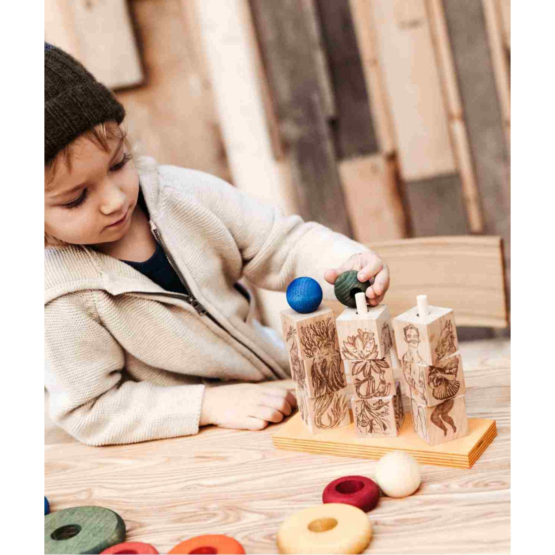 Drewniana układanka obracanka Dreamland Wooden Story – naturalna – zdjęcie 2