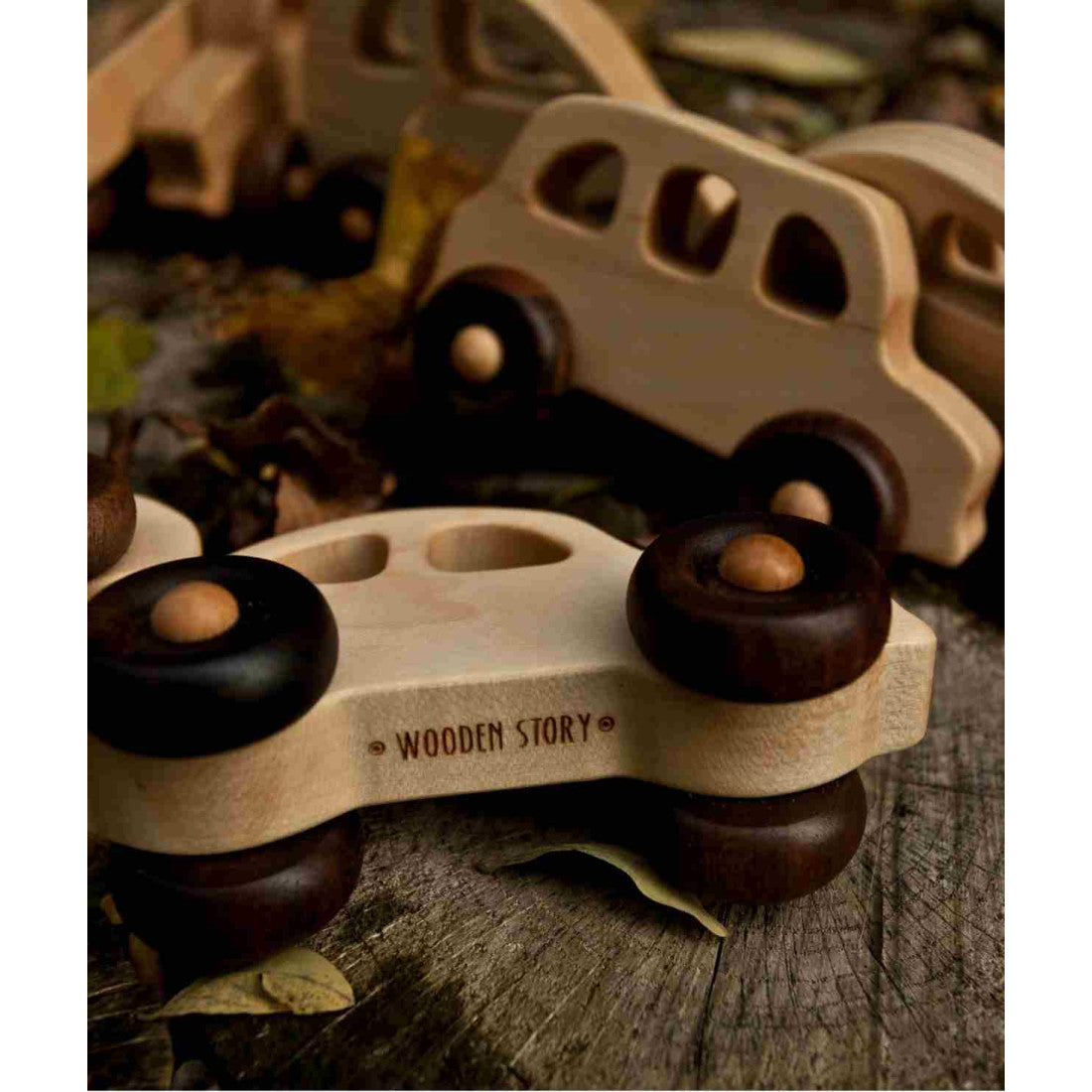 Drewniana zabawka na kółkach Autobus Wooden Story – zdjęcie 2