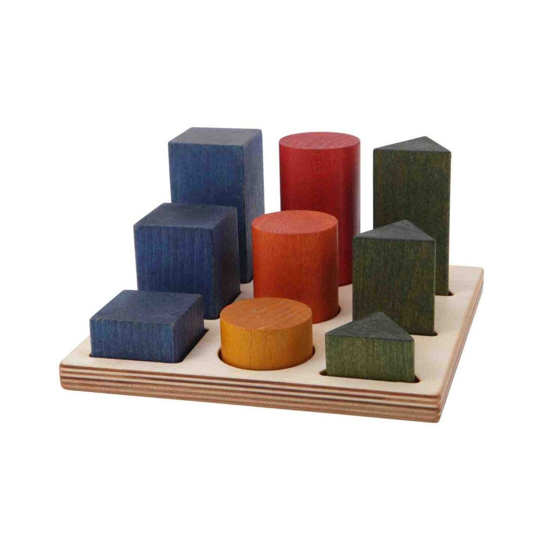 Drewniane klocki do sortowania kształtów Wooden Story – kolorowe XL, 9 el.