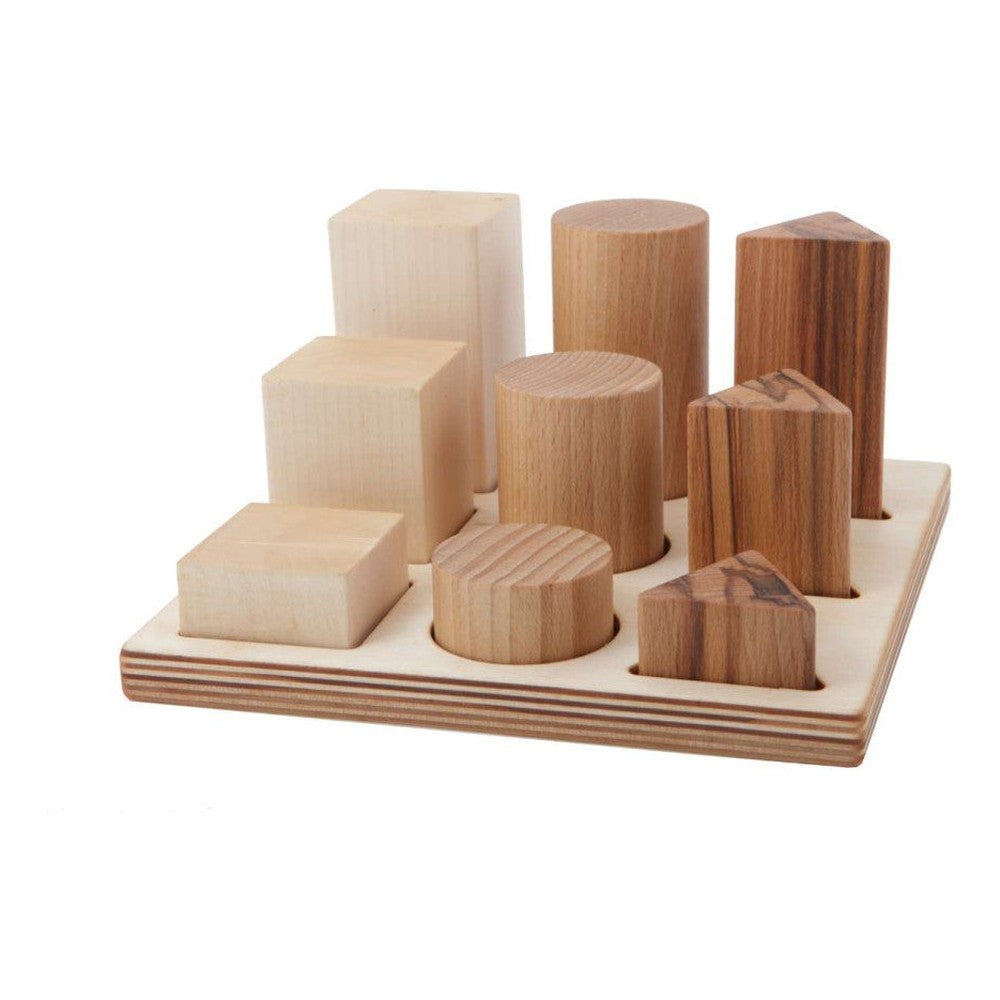 Drewniane klocki do sortowania kształtów Wooden Story – naturalne XL, 9 el.