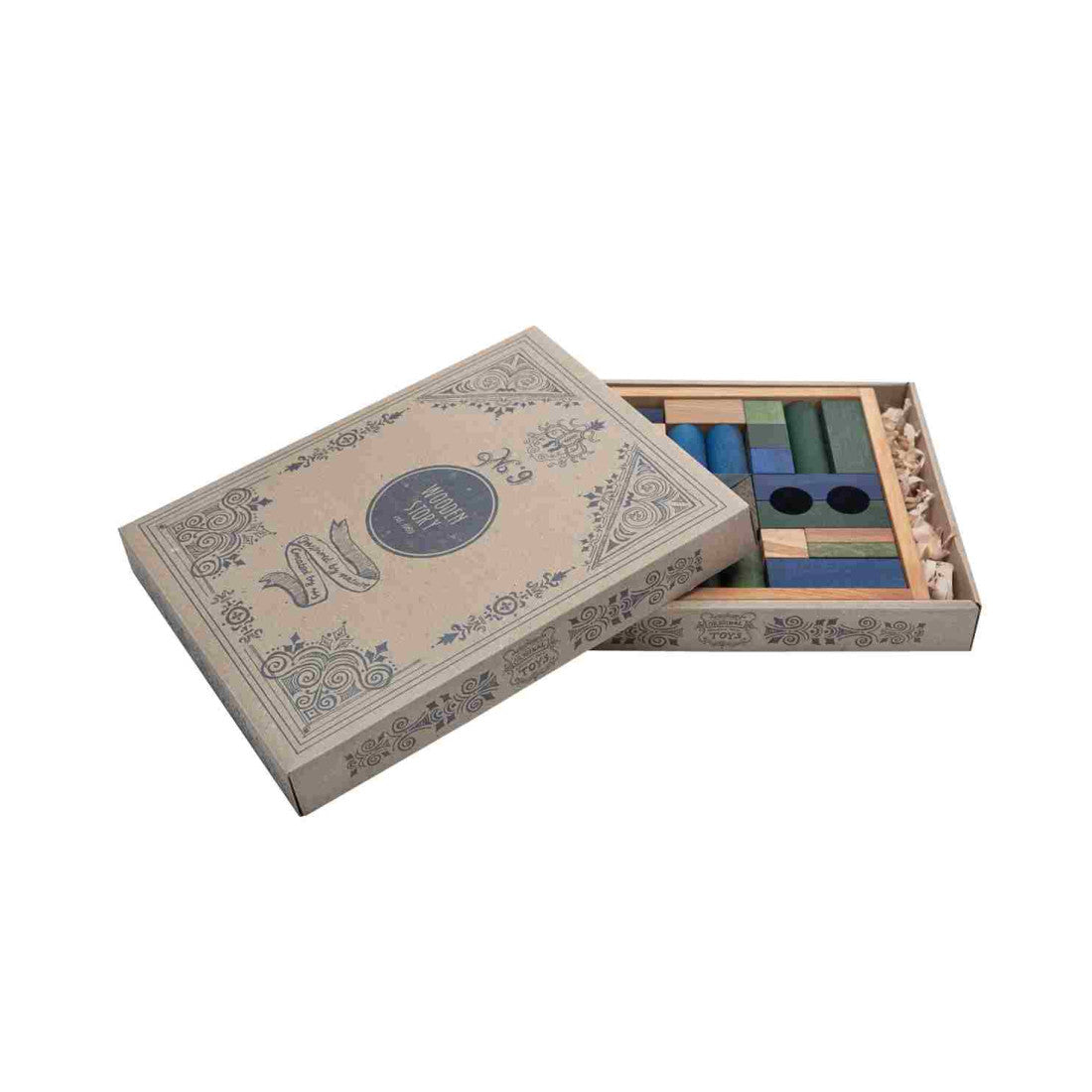 Drewniane klocki w skrzynce Wooden Story – barwa zimna, 30 el. – zdjęcie 4