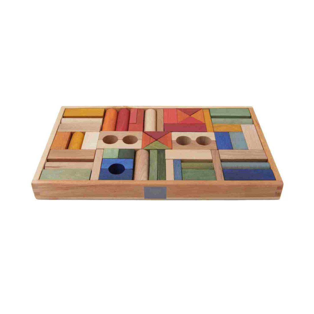Drewniane klocki w skrzynce Wooden Story – kolorowe, 54 el.