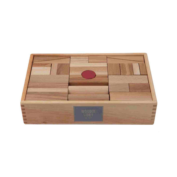 Drewniane klocki w skrzynce Wooden Story – naturalne, XL, 63 el.