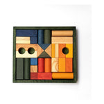 Drewniane klocki w zielonej skrzynce Wooden Story – kolorowe, 30 el.