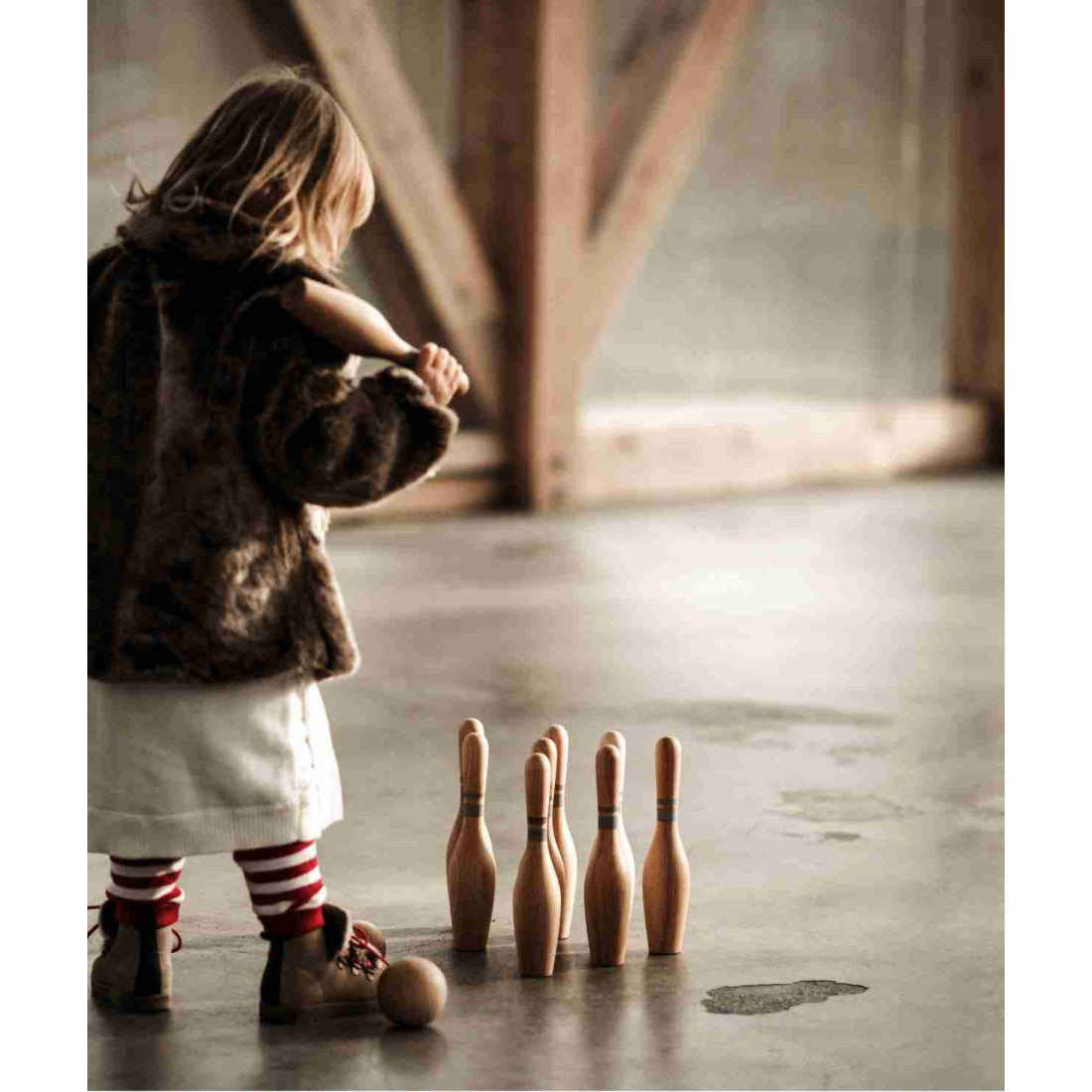 Drewniane kręgle Wooden Story – naturalne, 10 szt. – zdjęcie 3
