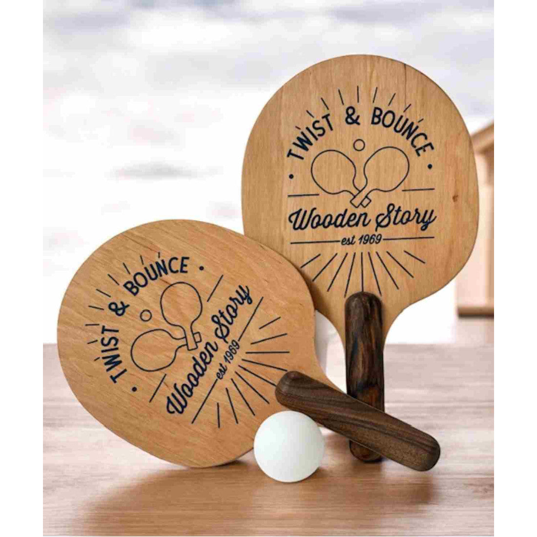 Drewniane paletki do gry Obróć i Odbij Wooden Story – 2 szt. – zdjęcie 3
