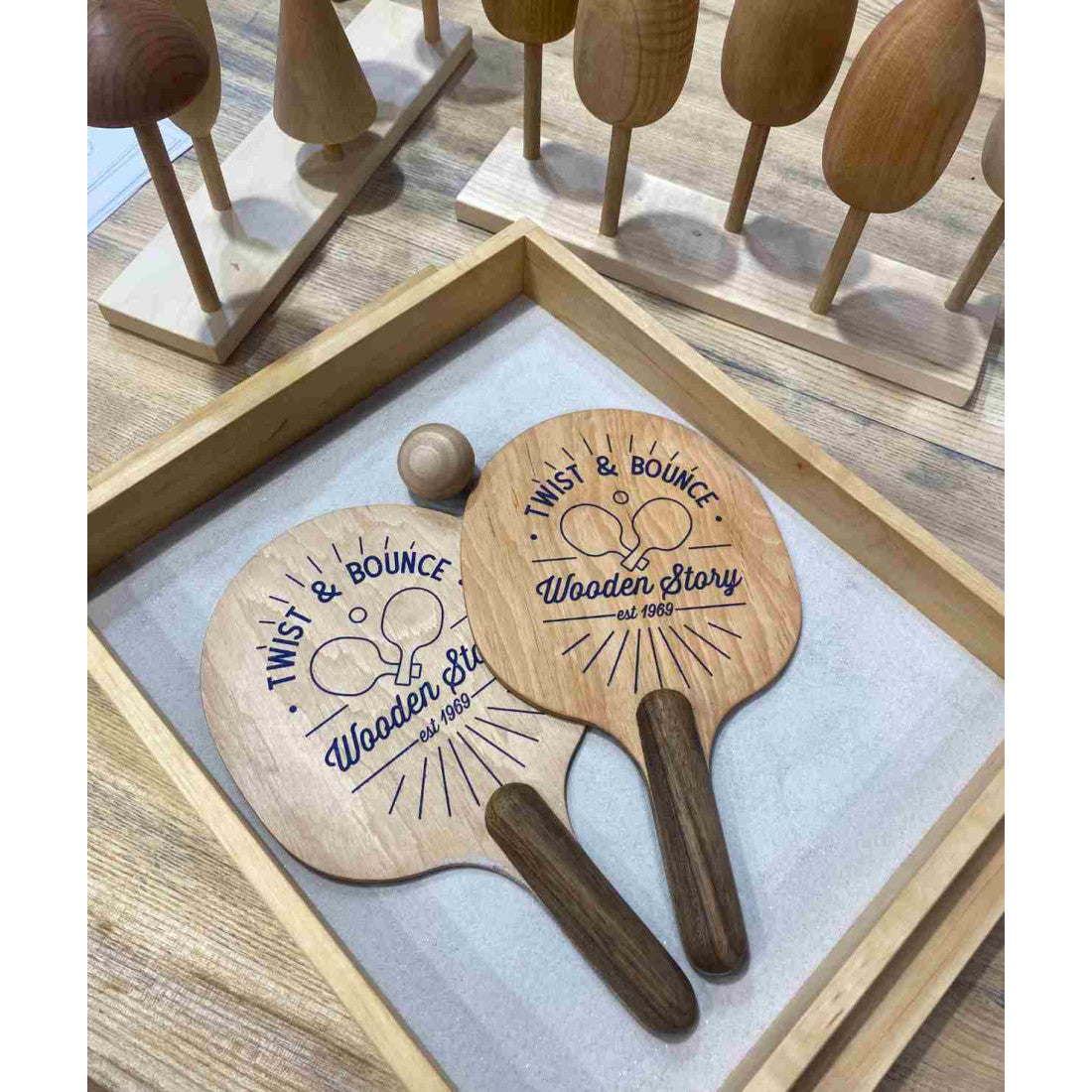 Drewniane paletki do gry Obróć i Odbij Wooden Story – 2 szt. – zdjęcie 4