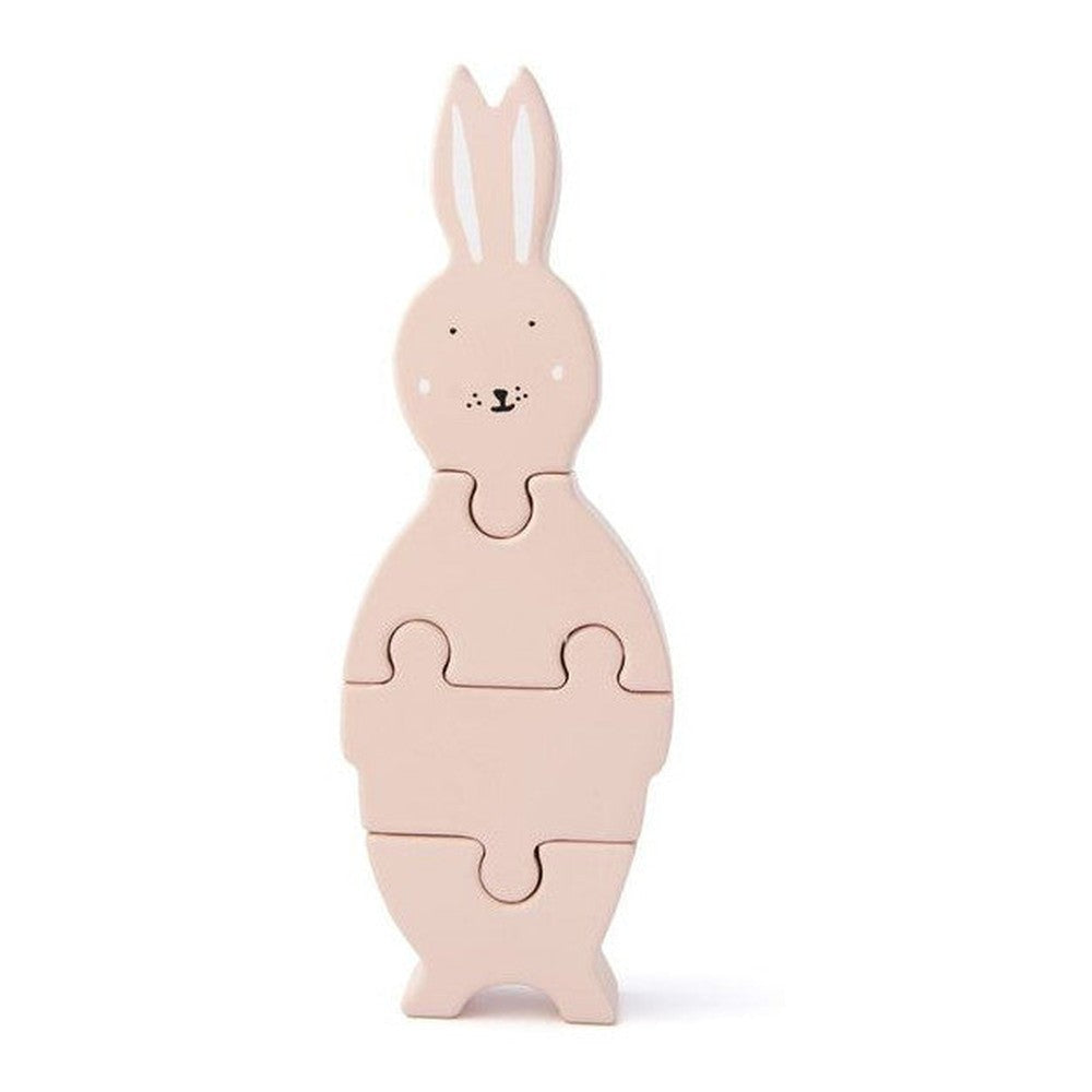 Drewniane puzzle Królik Trixie – różowy królik, 19 × 7 × 2 cm