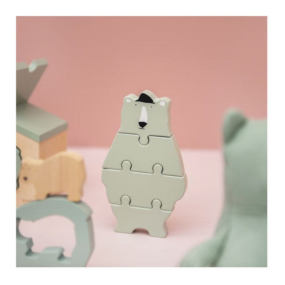 Drewniane puzzle Miś Polarny Trixie – miętowy miś, 18 × 10 × 2 cm – zdjęcie 3