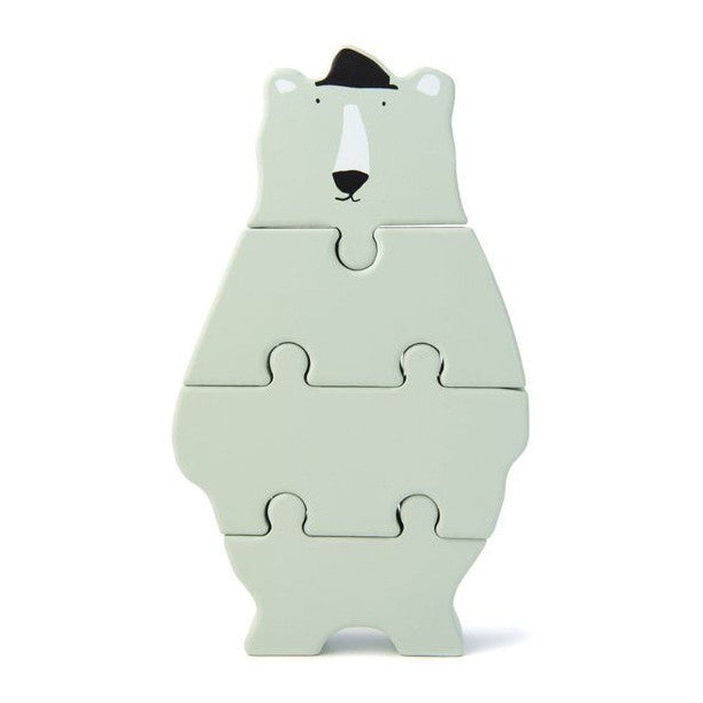 Drewniane puzzle Miś Polarny Trixie – miętowy miś, 18 × 10 × 2 cm