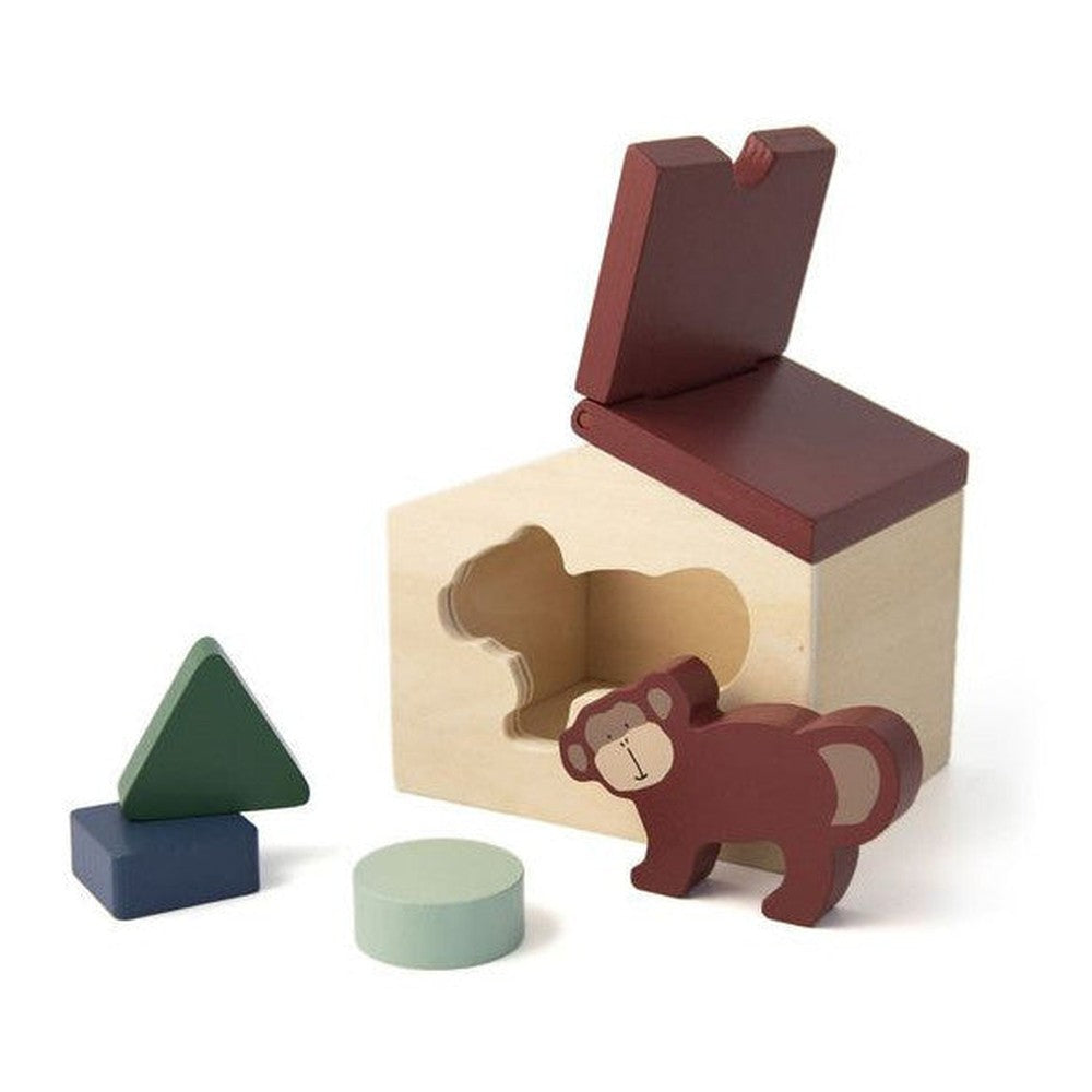 Drewniany domek z klockami Małpka Trixie – 13 × 14 × 10 cm
