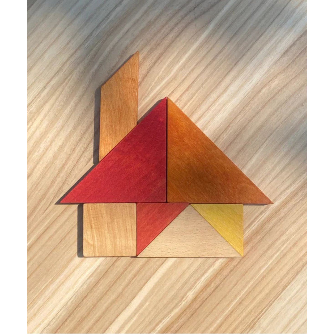 Drewniany tangram w woreczku Wooden Story – barwa ciepła – zdjęcie 3