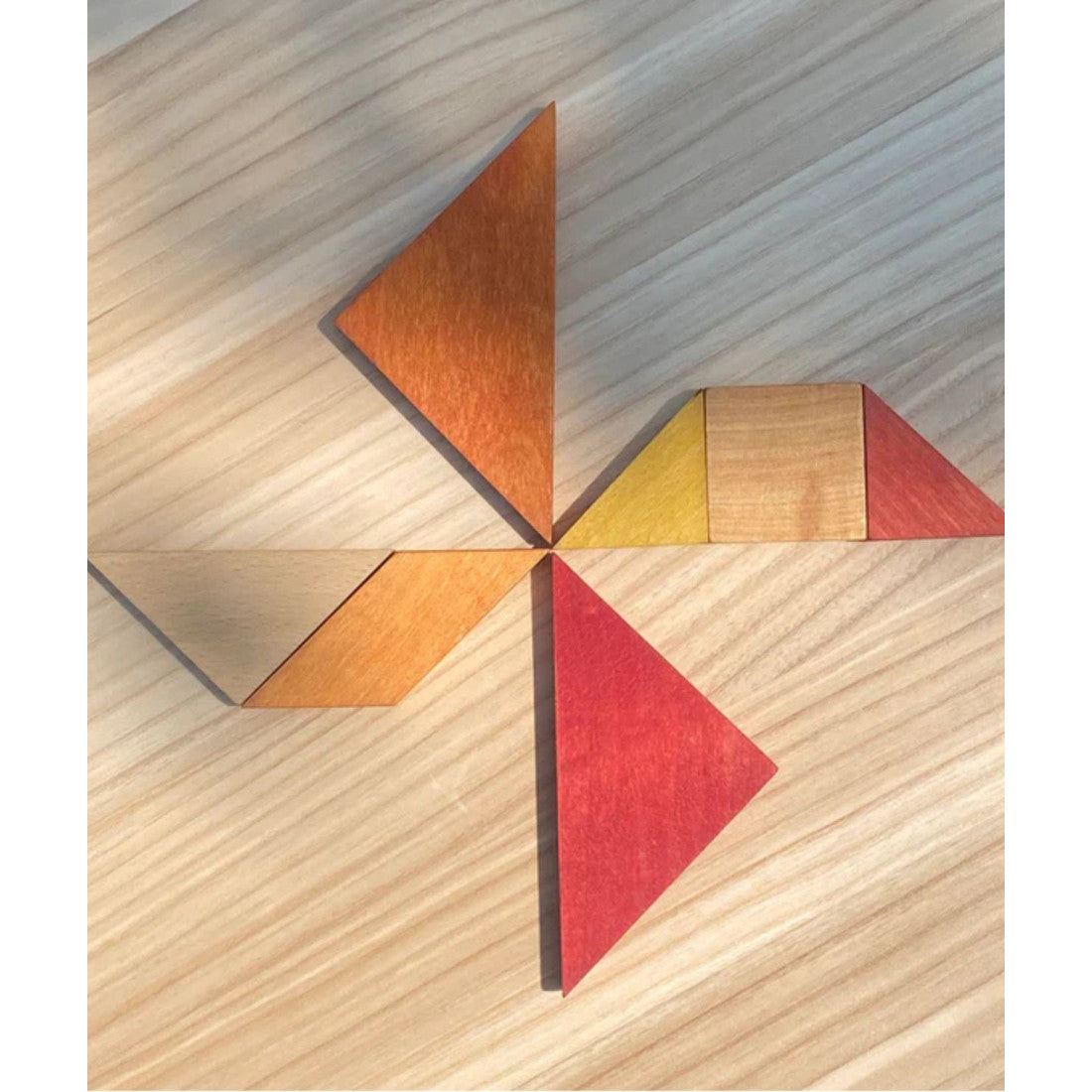 Drewniany tangram w woreczku Wooden Story – barwa ciepła – zdjęcie 4