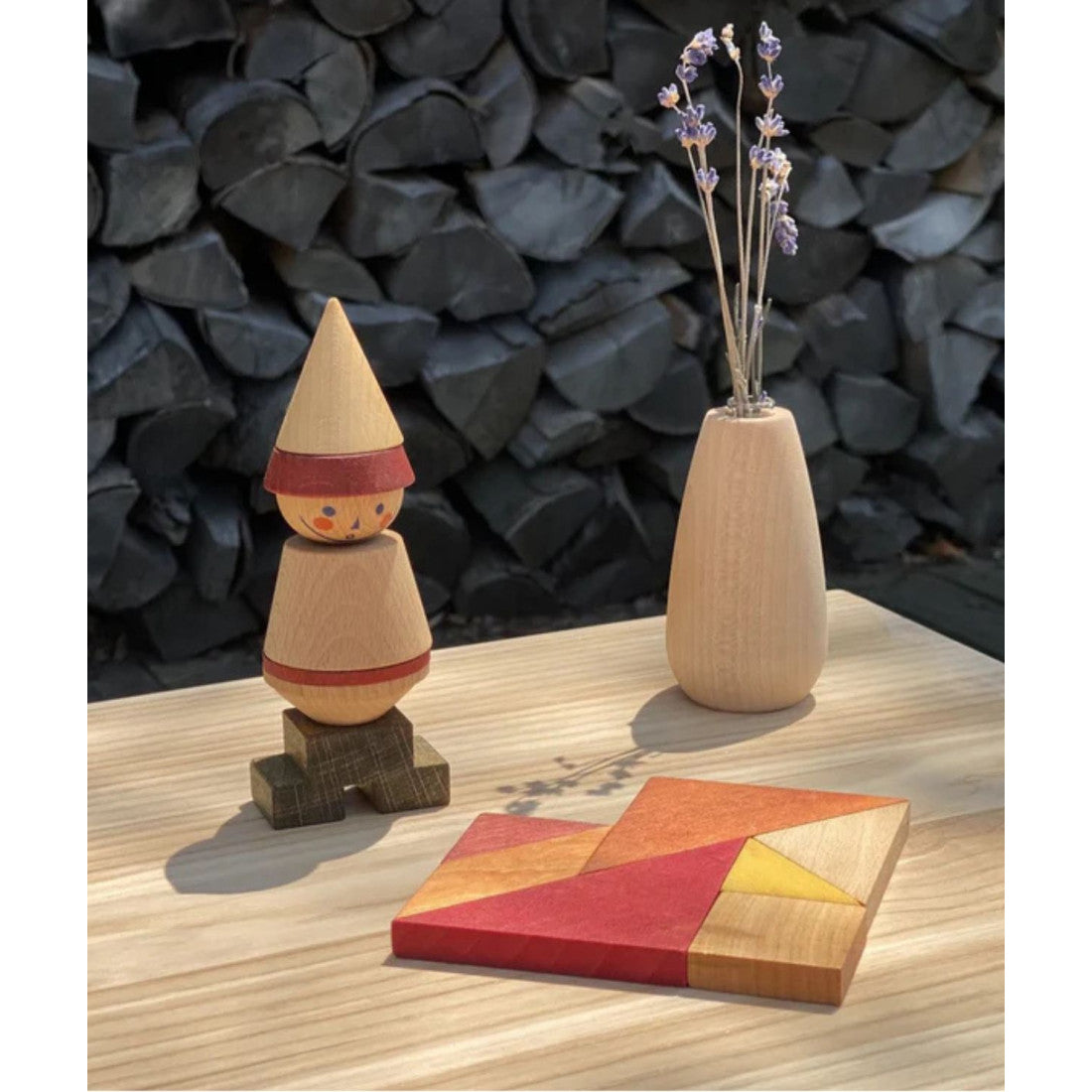 Drewniany tangram w woreczku Wooden Story – barwa ciepła – zdjęcie 6