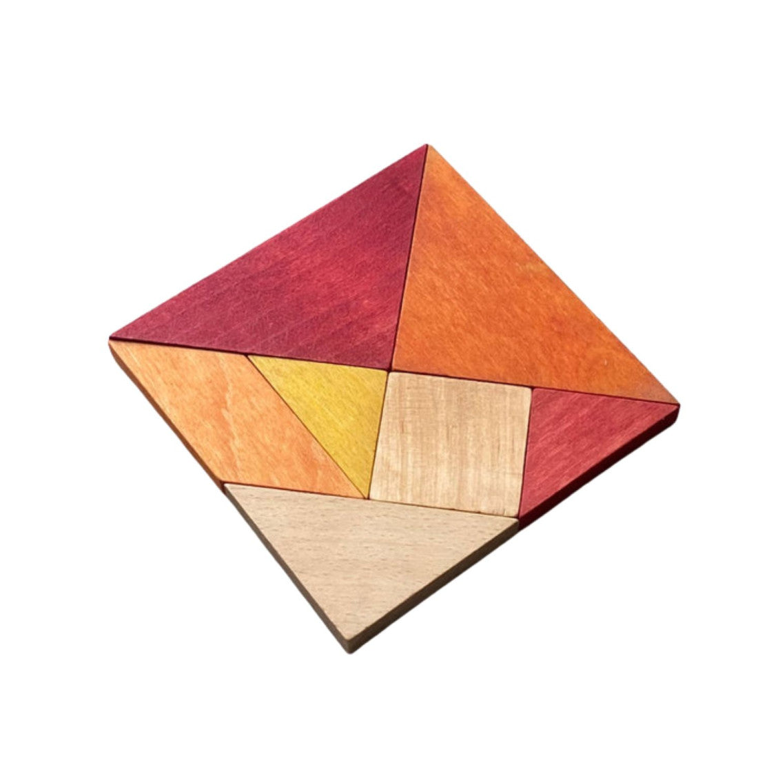Drewniany tangram w woreczku Wooden Story – barwa ciepła