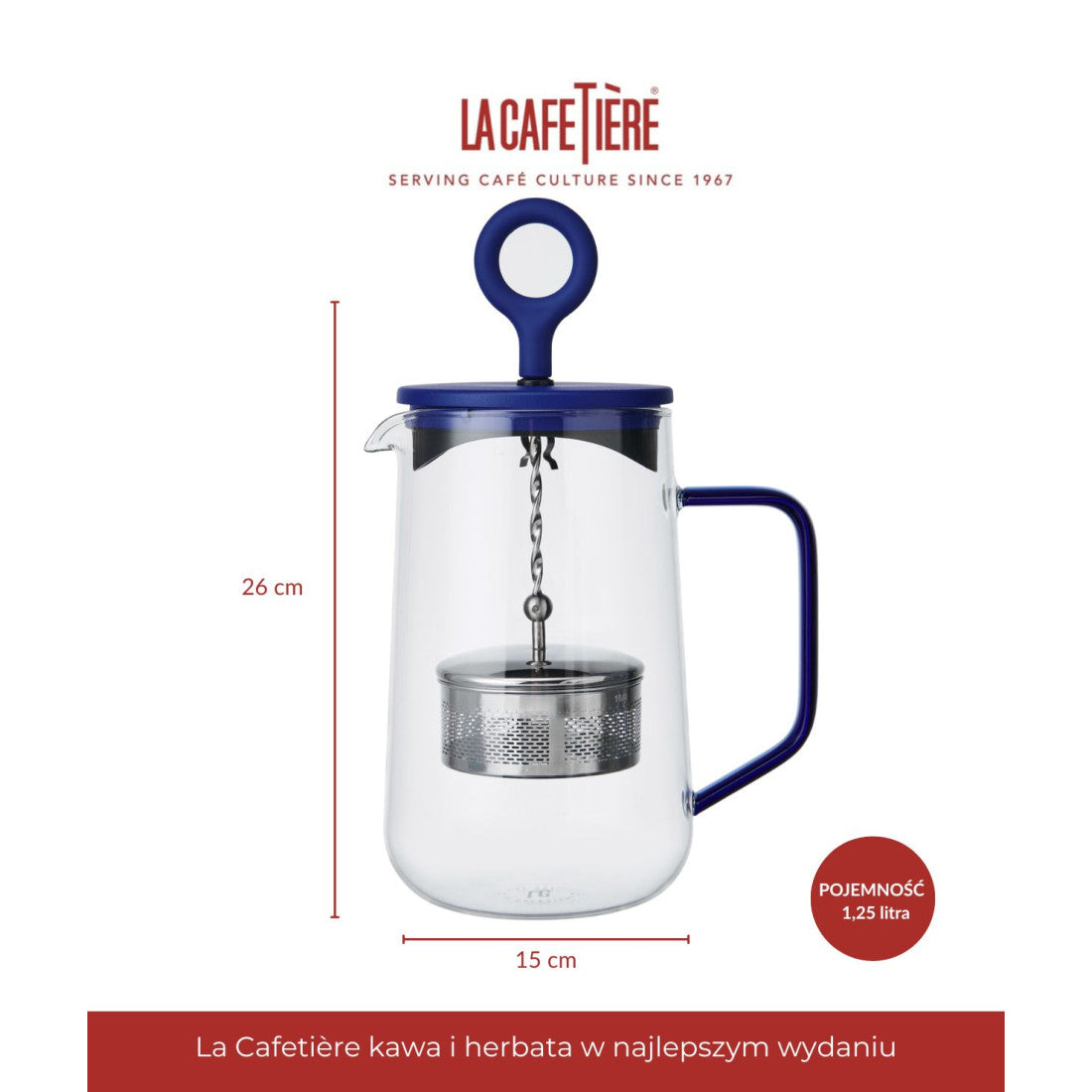 Dzbanek do herbaty z zaparzaczem La Cafetière – niebieski, 1,25 l – zdjęcie 6