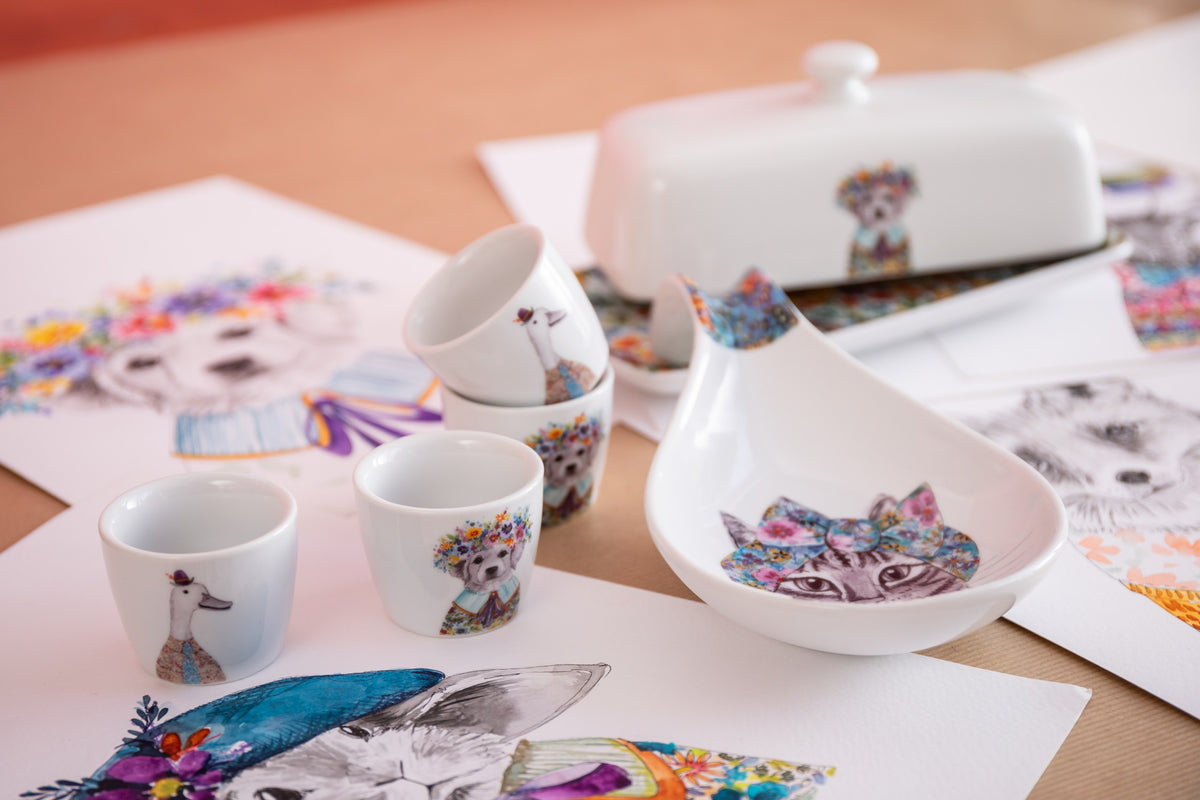 Kieliszki do jajek Szczeniak Tipperleyhill Mikasa – porcelanowe, 2 szt. – aranżacja