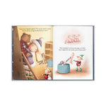 Książeczka Jellycat „Eldo Elf and the Patchwork Bashful Bunny” – rozkładówka z elfami i różowymi świnkami