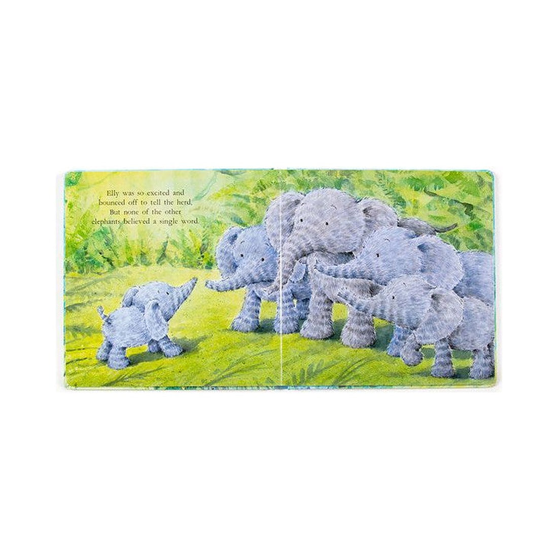 Książeczka Jellycat „Elephants Can’t Fly” – rozkładówka ze słoniczką Elly i stadem słoni