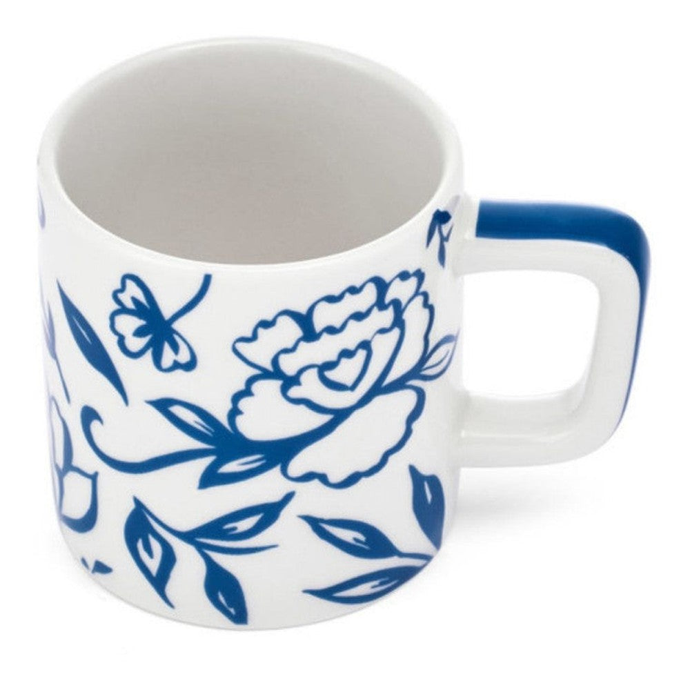 Filiżanka do espresso Blu Fiorato La Cafetière – biało-niebieska 120 ml – zdjęcie 2