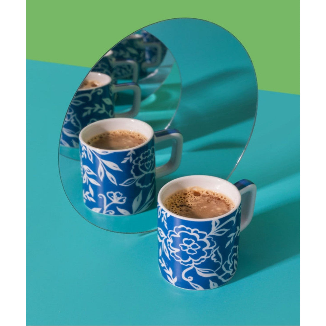 Filiżanka do espresso Blu Fiorato La Cafetière – niebieska w kwiaty 120 ml – zdjęcie 3