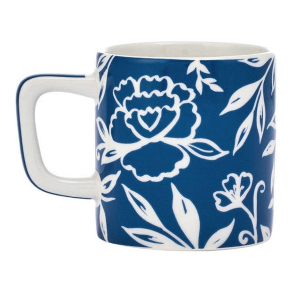 Filiżanka do espresso Blu Fiorato La Cafetière – niebieska w białe kwiaty, 120 ml