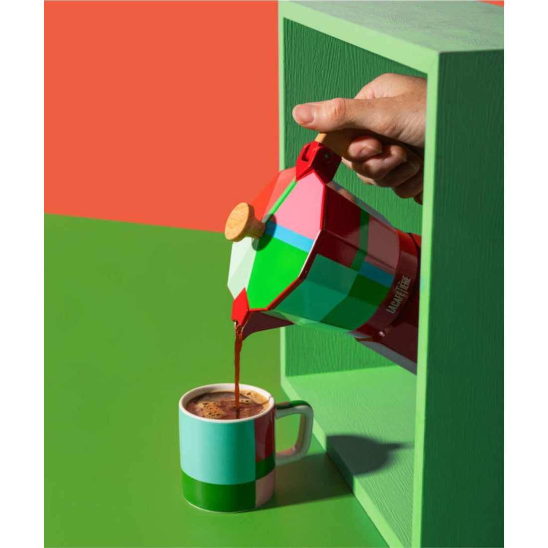Filiżanka do espresso Green Utopian Lines La Cafetière – geometryczny wzór 120 ml – zdjęcie 4