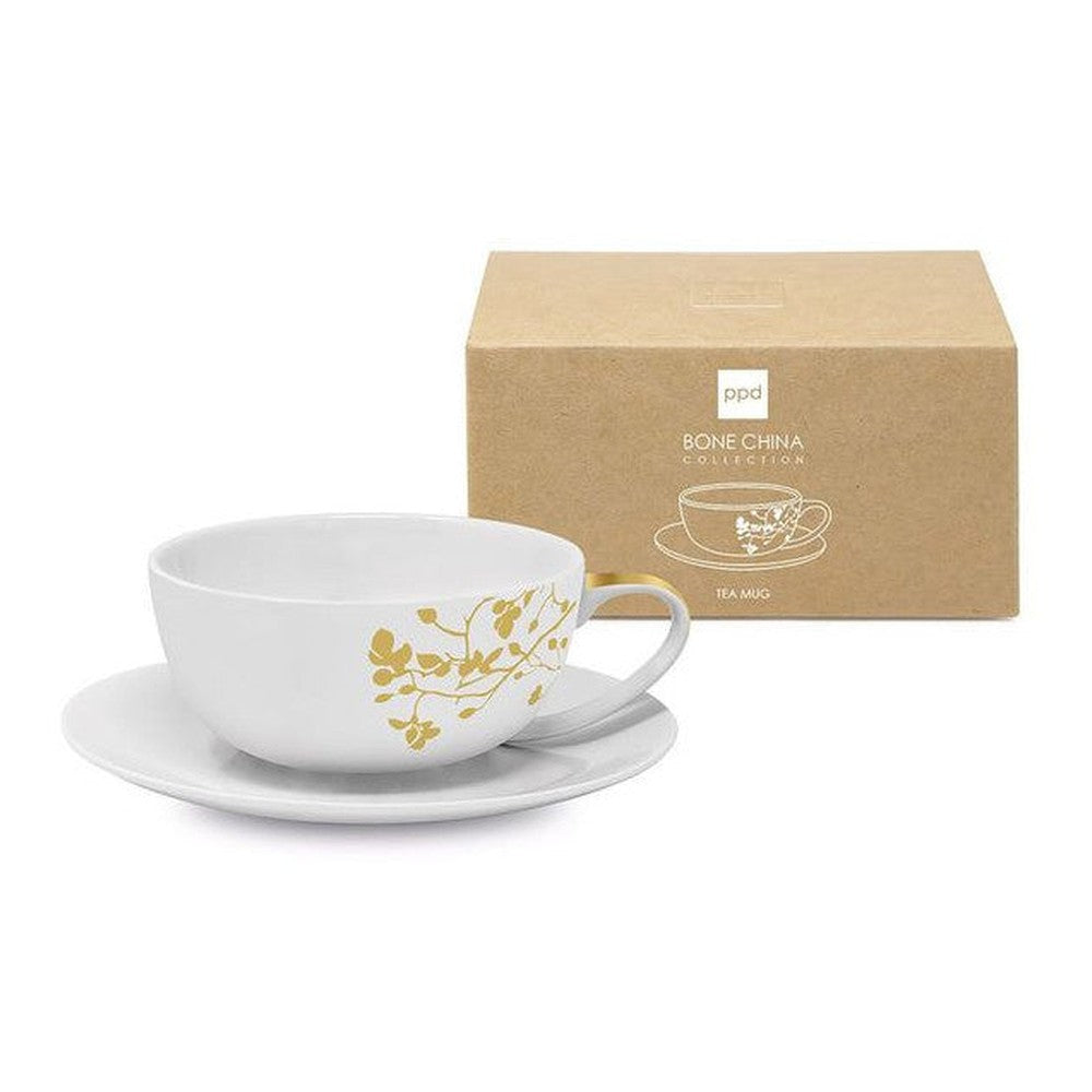 Filiżanka porcelanowa Czyste Złoto PPD – złota gałązka, 350 ml