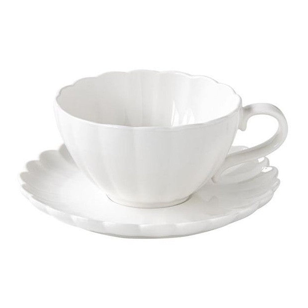 Filiżanka porcelanowa ze spodkiem Lifestyle Easy Life – biała, 250 ml