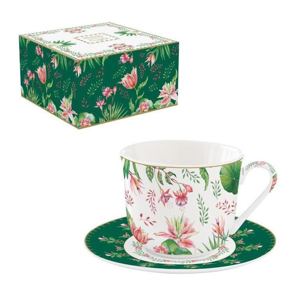 Filiżanka porcelanowa ze spodkiem Ogród Botaniczny Easy Life 370 ml