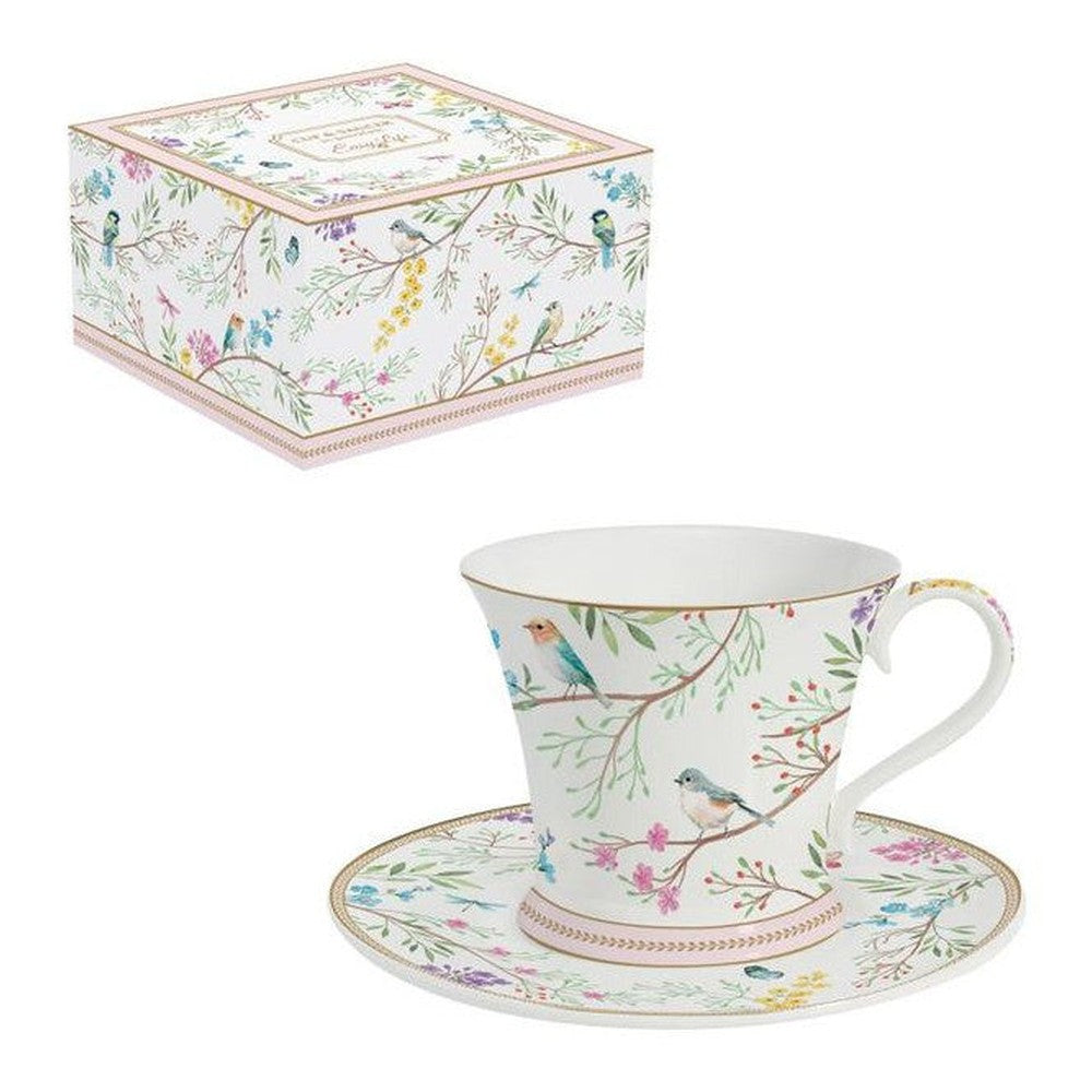 Filiżanka porcelanowa ze spodkiem Ptasia Melodia Easy Life 200 ml