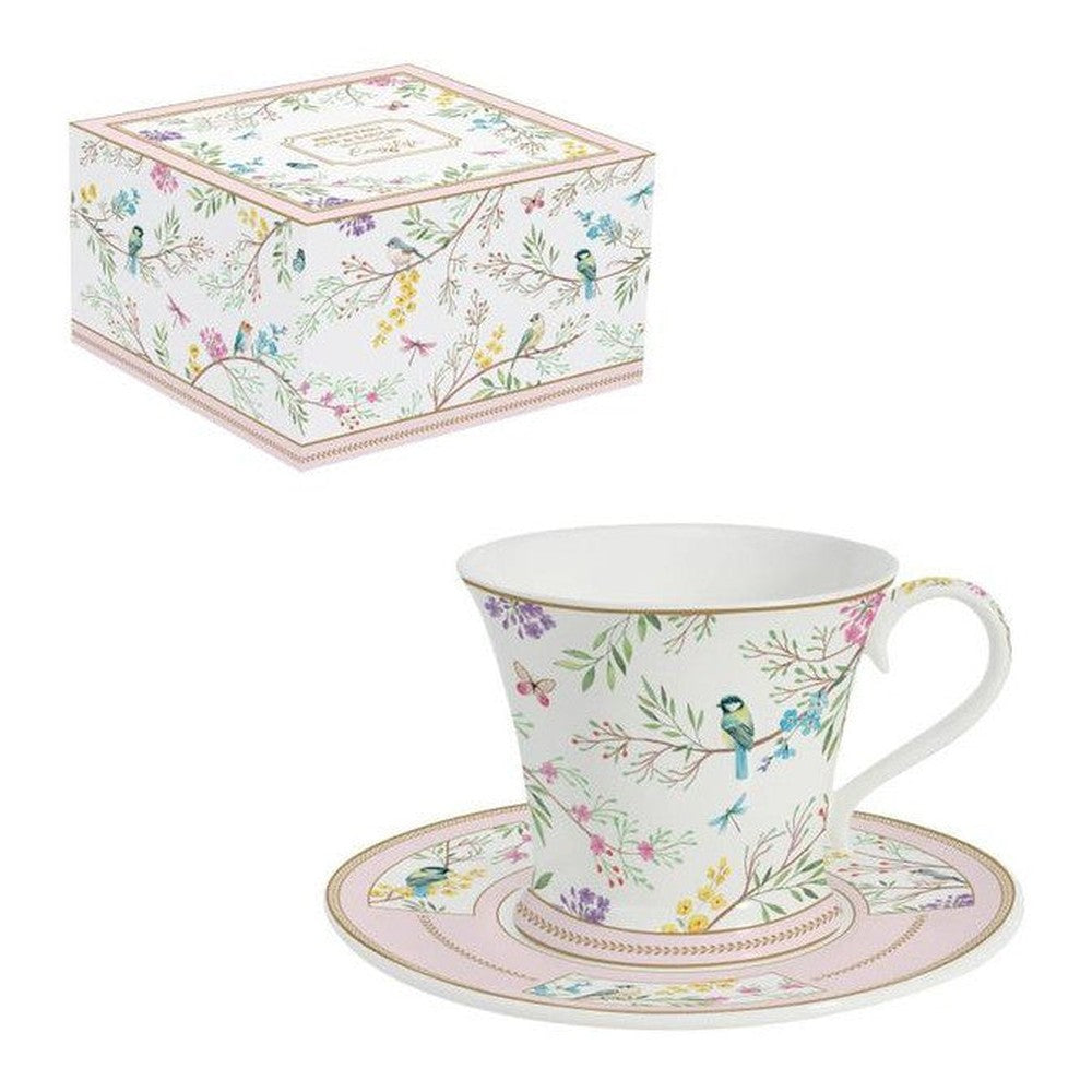 Filiżanka porcelanowa ze spodkiem Ptasia Melodia Easy Life 350 ml