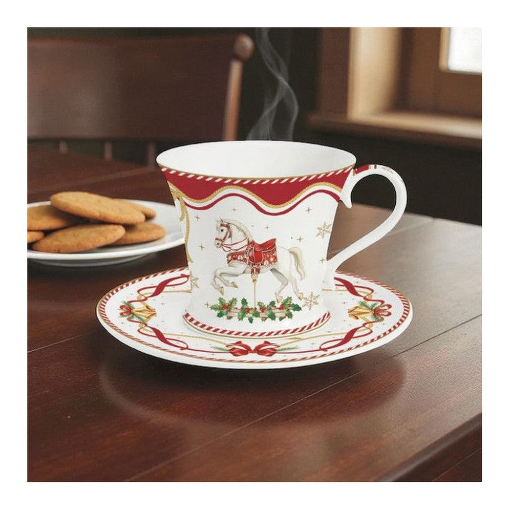 Filiżanka porcelanowa ze spodkiem Świąteczne opowieści Easy Life – Christmas Tale, 200 ml – zdjęcie 2