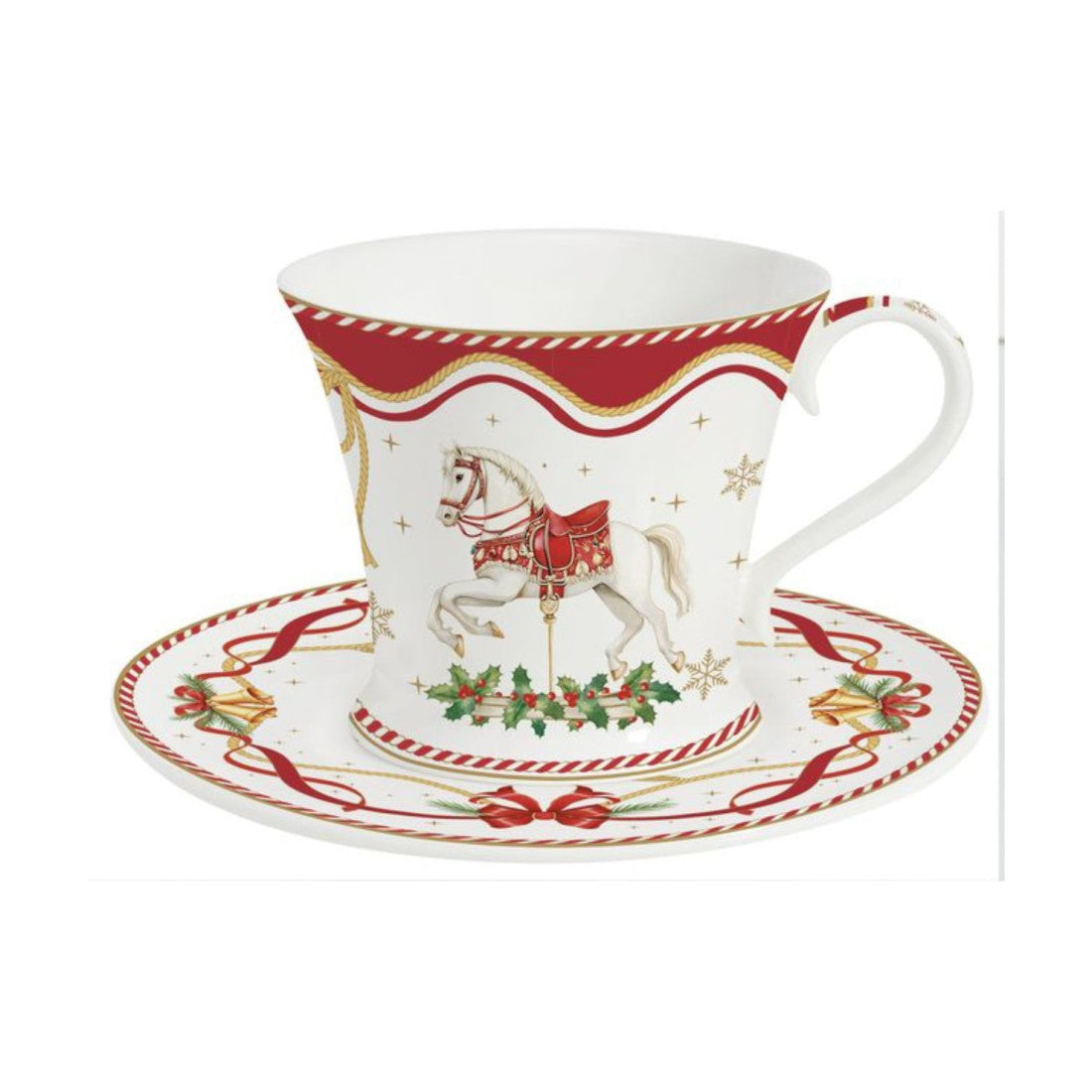 Filiżanka porcelanowa ze spodkiem Świąteczne opowieści Easy Life – Christmas Tale, 200 ml