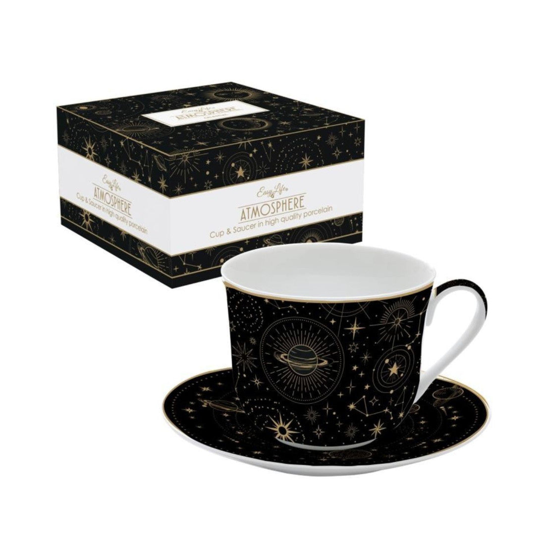 Filiżanka śniadaniowa porcelanowa ze spodkiem Galaktyka Easy Life – Atmosphere, 400 ml