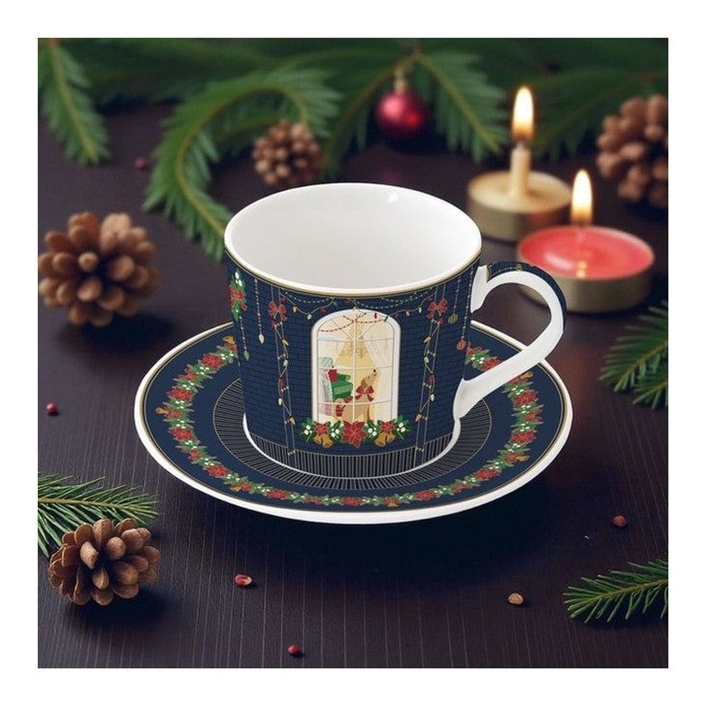 Filiżanka śniadaniowa porcelanowa ze spodkiem Świąteczna scenka Easy Life 380 ml – zdjęcie 2