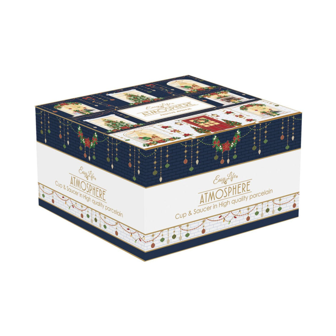 Filiżanka śniadaniowa porcelanowa ze spodkiem Świąteczna scenka Easy Life 380 ml – zdjęcie 3