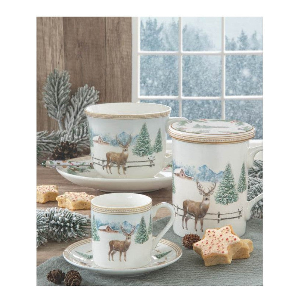 Filiżanka ze spodkiem White Forest Easy Life – Jeleń, 400 ml – zdjęcie 2