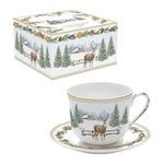 Filiżanka ze spodkiem White Forest Easy Life – Jeleń, 400 ml