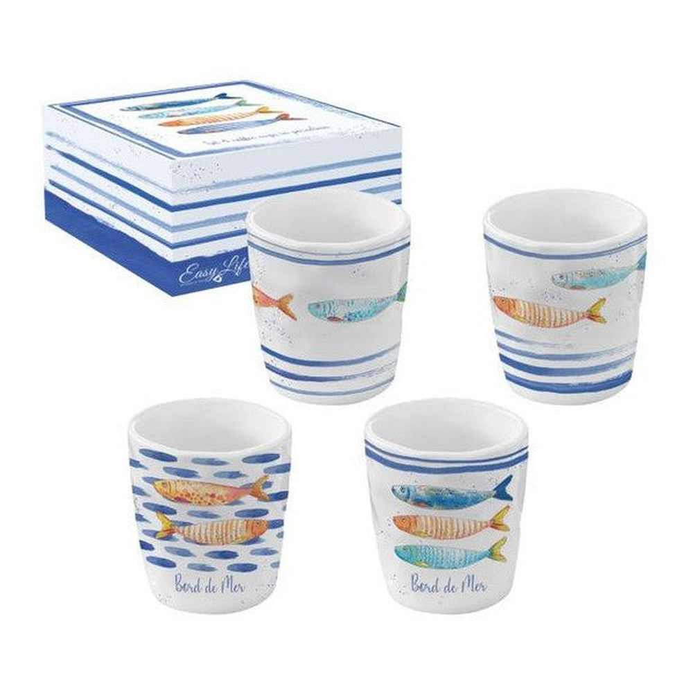 Filiżanki do espresso porcelanowe Ryby w Morskiej Głębinie Easy Life – 4 szt., 120 ml