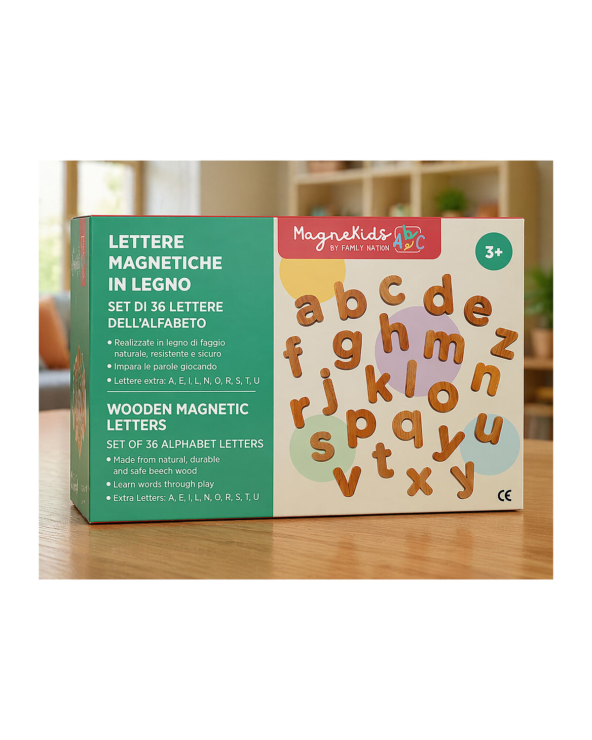 Family Nation MagneKids magnetyczne litery drewniane 36 el. – Wood