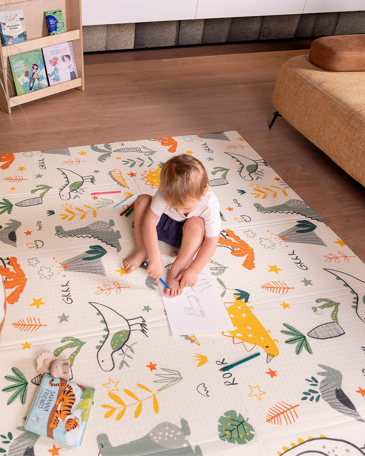 Family Nation mata do zabawy 2w1 dwustronna 180×150 cm – Dino Friends